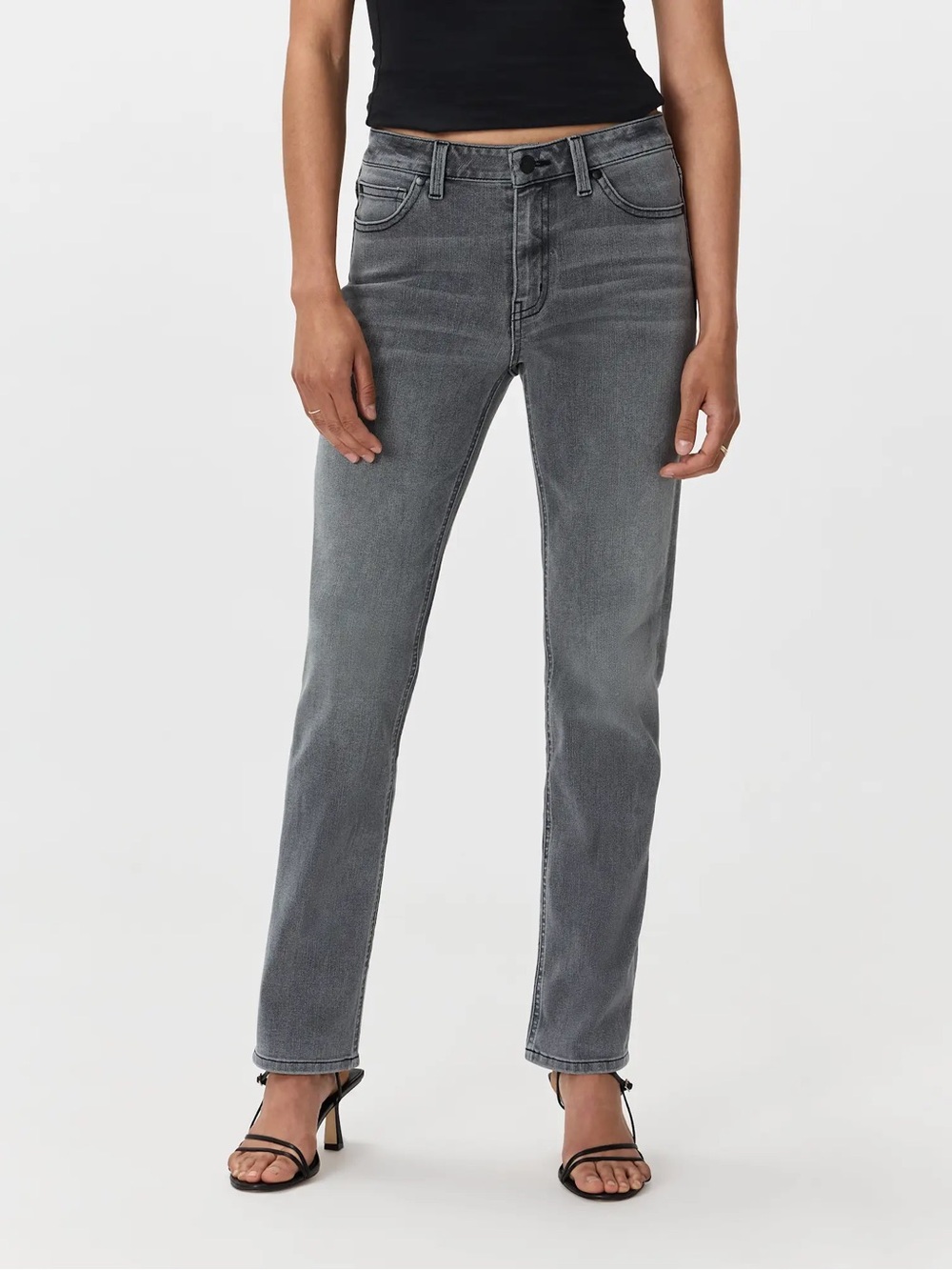 Quince Luna Stretch Slim Straight Jeans Greyed Out Size 26 30”